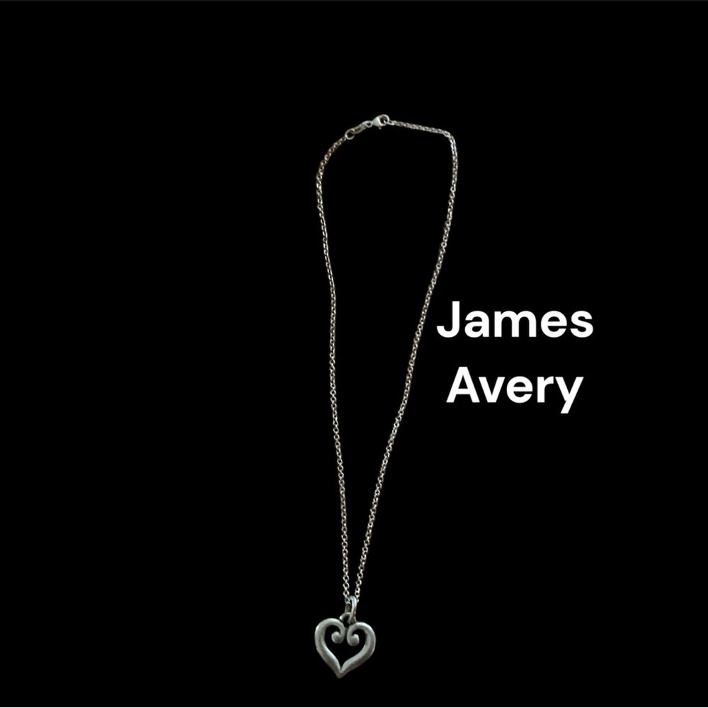JAMES AVERY SCROLL HEART PENDANT WITH 16” CHAIN GENTLY WORN, GREAT GIFT
